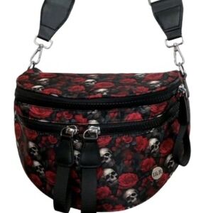 I&R Black and Red Skull Crossbody Bag
